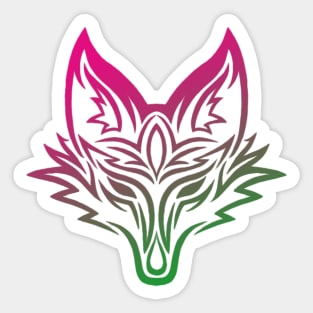 Tribal Fox Head - Pink & Green Sticker